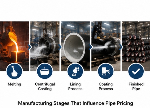 Manufacturing stages that influence ductile iron pipe pricing.jpg