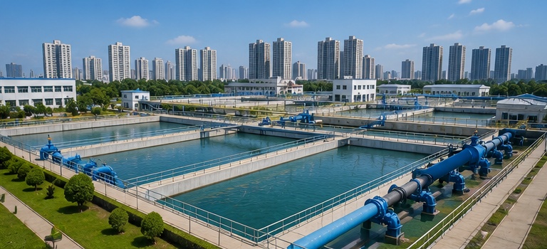 Modern drinking water treatment facility using ductile iron pipeline infrastructure