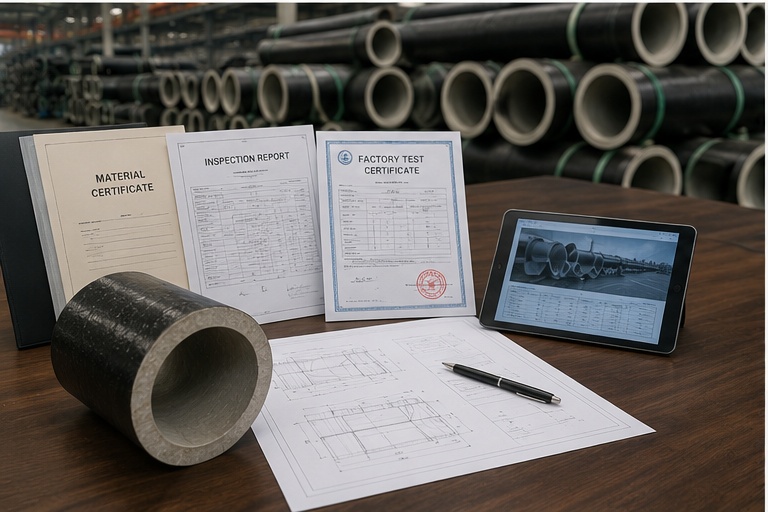 Export quality documents prepared for ductile iron pipe inspection and certification